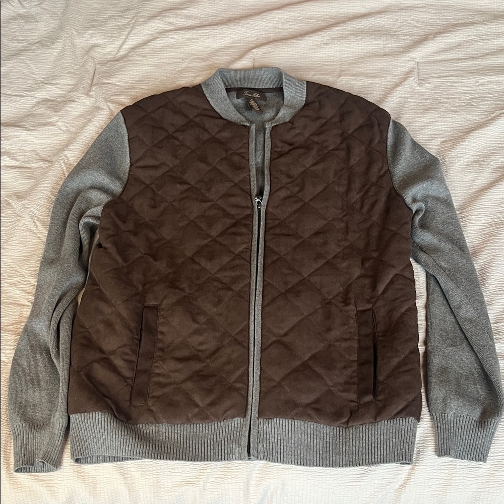 Tasso Elba Quilted Jacket in Brown and Gray